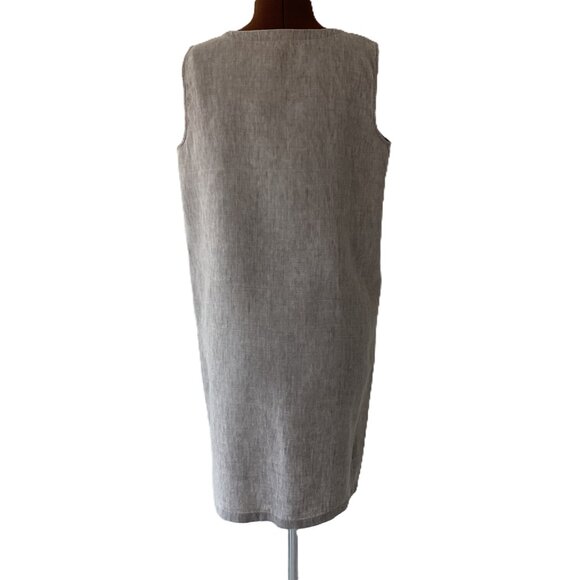Eileen Fisher Sleeveless Linen Shift Button Front Shirtdress - Picture 4 of 5